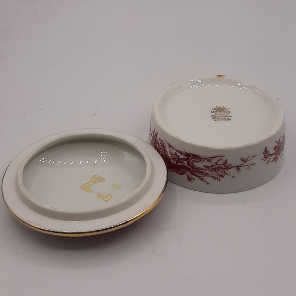 Vintage Limoges France Porcelain Peacock Flowers W/Gold Trim Trinket R. Leclair - Picture 6 of 7